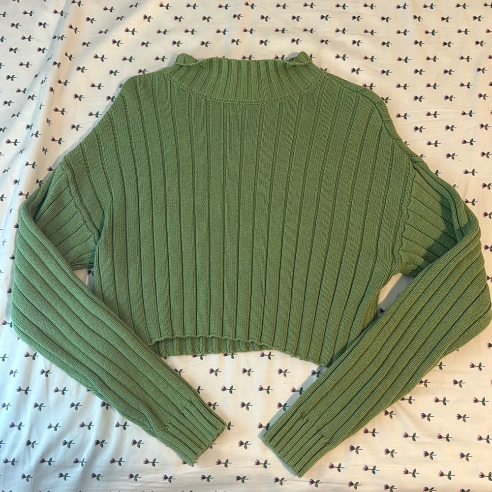Pacsun LA Hearts Green Cropped Turtleneck Sweater Size XS